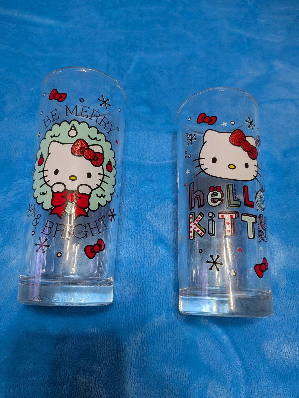💖 Hello Kitty Clear Glasses, Red&Mint Accents (Set of 2) 💖
